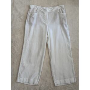 J. Jill LOVE LINEN White 100% Linen Side Zip Wide Leg Crop/Ankle Pant‎ Sz L Tall